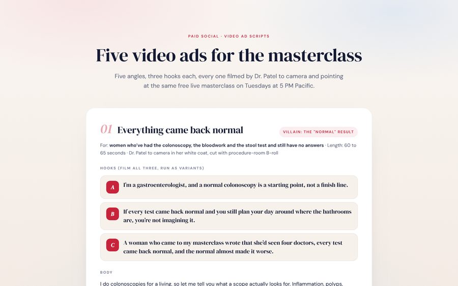 Ad creative scripts preview